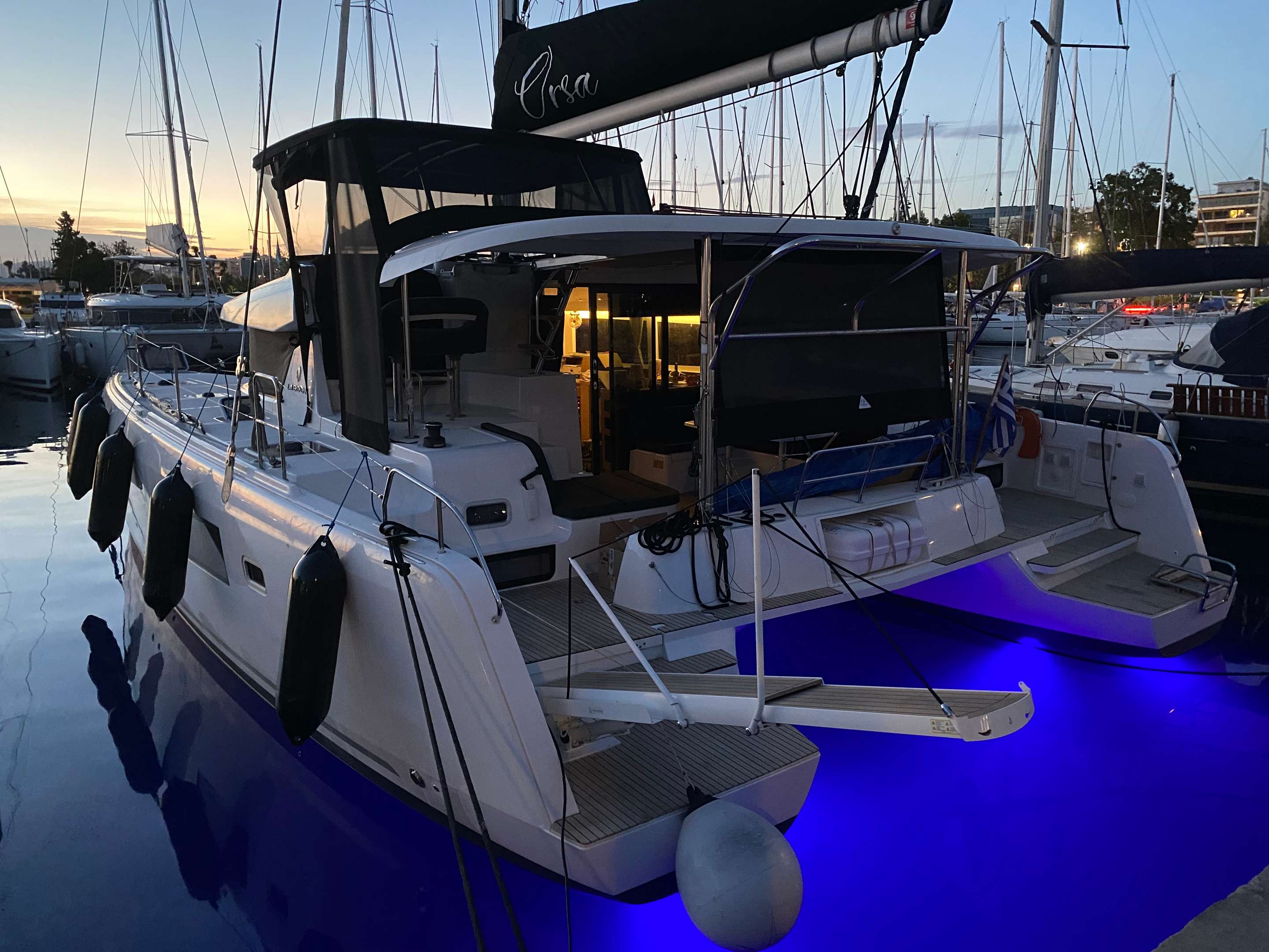 ORSA Catamaran cockpit and dining area